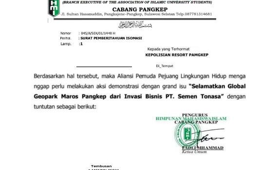Surat Aksi HMI Pangkep Soal Tambang Karst Pangkep Tuai Sorotan 1
