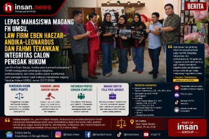 Lepas Mahasiswa Magang FH UMSU Law Firm Eben Haezar Andika Leonardus dan FAHMI Tekankan Integritas Calon Penegak Hukum