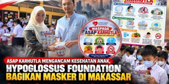Hypoglossus Foundation Turun ke Sekolah Bagikan Masker Anak di Tengah Kekhawatiran Asap Karhutla